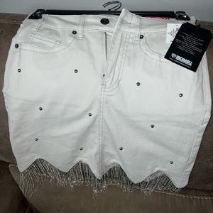 Western diamond fringe skirt